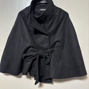 Bliere Margaux Belted Black Cape Jacket Tie Waist. Size XL